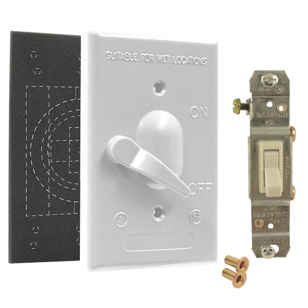 Bell Outdoor Electrical Box Cover, Outlet Box Type, 1 Gang, Rectangular, Aluminum, Toggle Switch Cover - 5121-1