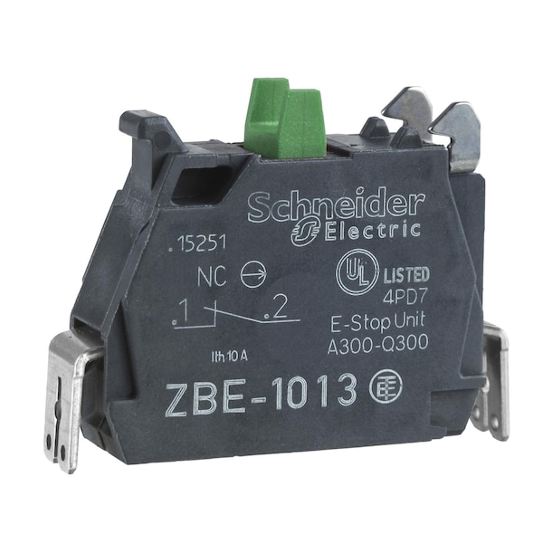 Schneider Electric Bloque de contacto único, Harmony XB4, aleación de plata, conector faston, 1NA - ZBE1013