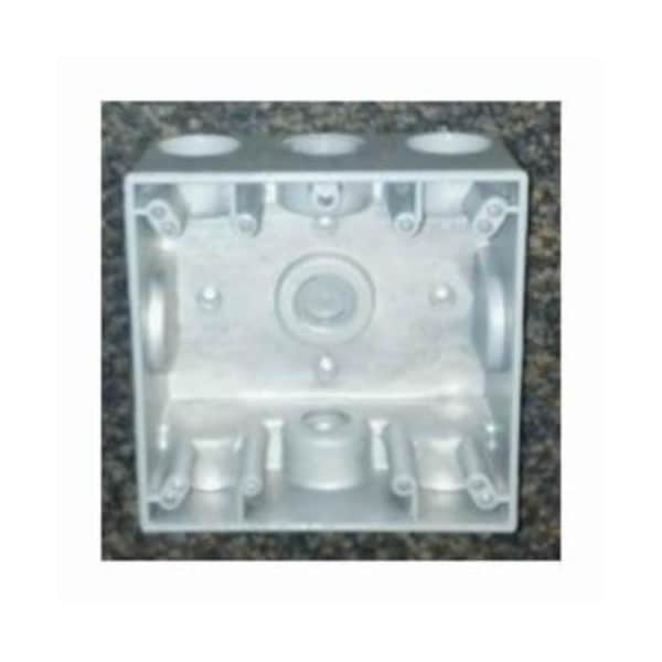 Mulberry Electrical Box, 30.5 cu in, Outlet Box Type, 2 Gangs, Aluminum, Square Shape - 30233