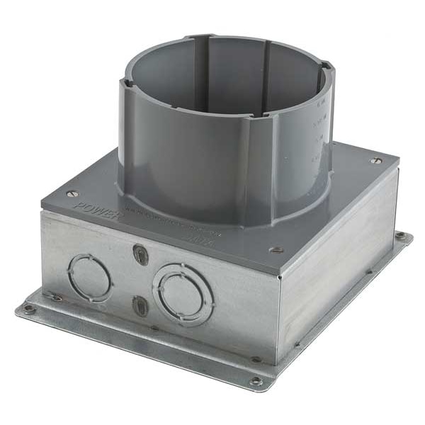 Hubbell Wiring Device-Kellems Electrical Box, 175.7 cu in, Floor Box Type, 2 Gangs, PVC, Round Shape - S1SFB