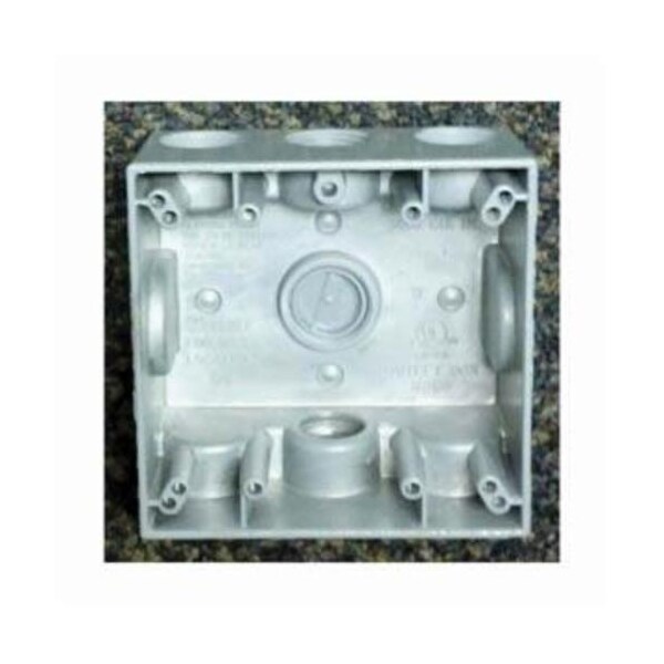 Mulberry Electrical Box, 30.5 cu in, Outlet Box Type, 2 Gangs, Aluminum, Square Shape - 30236