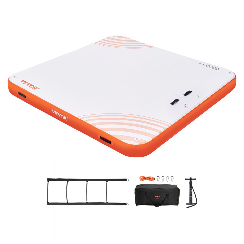 VEVOR Inflatable Floating Dock, 7 x 7FT Inflatable Dock Platform, Non-Slip Water Floating Dock Mat with Portable Carrying Bag & Detachable Ladder, Floating Platform Island Raft for Pool Beach Ocean - CQFT7X7FTBJHTBHI7V0