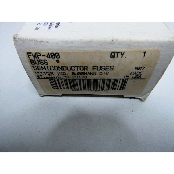Eaton Bussmann UL Class Fuse, FWP Series, Very Fast-Acting, 400A, 700V AC, Non-Indicating - FWP-400