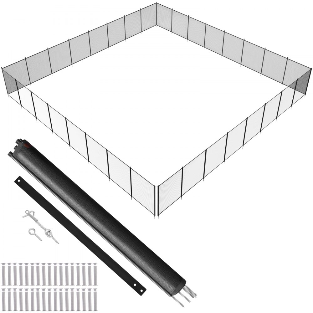 VEVOR Pool Fence, 4 x 96 FT Pool Fences for Inground Pools, Removable Child Safety Pool Fencing, Easy DIY Installation Swimming Pool Fence, 340gms Teslin PVC Pool Fence Mesh Protects Kids and Pets - DXYCWL496FTHZS0ESV0
