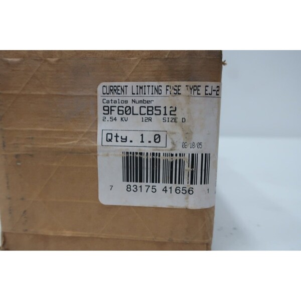 Ge Medium-Voltage Fuse, 9F60 Series, Fast-Acting, 2540V AC, Cylindrical - 9F60LCB512