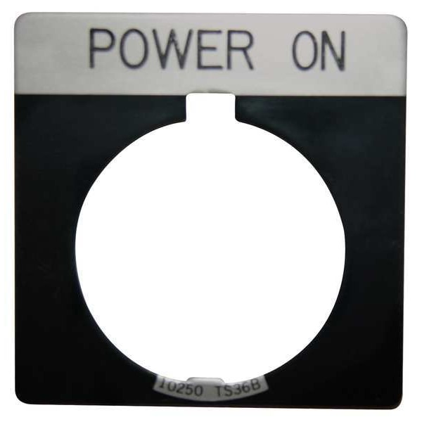 Placa de leyenda Eaton Cutler-Hammer, cuadrada, Encendido, Negro - 10250TS80