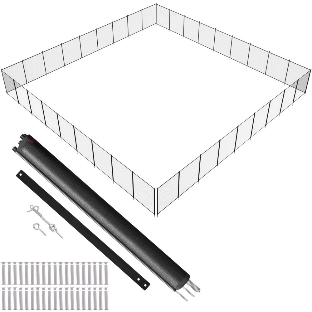 VEVOR Pool Fence, 4 x 108 FT Pool Fences for Inground Pools, Removable Child Safety Pool Fencing, Easy DIY Installation Swimming Pool Fence, 340gms Teslin PVC Pool Fence Mesh Protects Kids and Pets - DXYCWL4108FTYMRZ5V0
