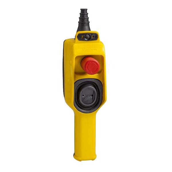 Estación de control colgante de Schneider Electric, Harmony XAC, plástico, amarillo, 1 botón de presión bidireccional - XACD21A0101