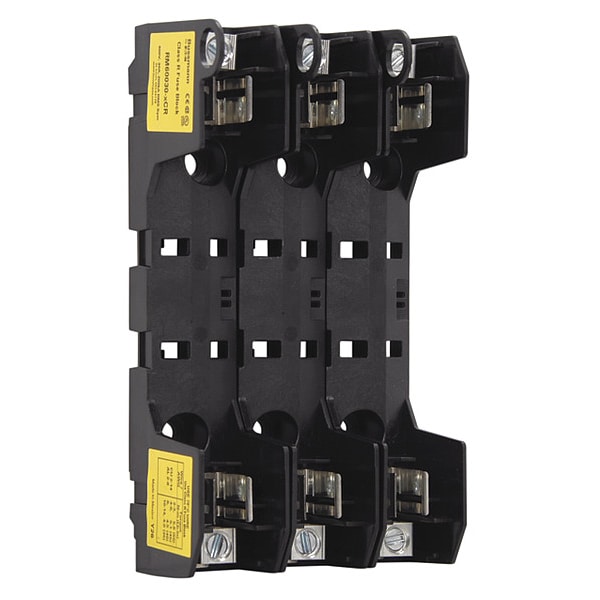 Eaton Bussmann Open Fuse Block, R UL Class, 3 Poles, 0 to 30A Amp Range, 600V AC/DC Volt Rating - RM60030-3CR