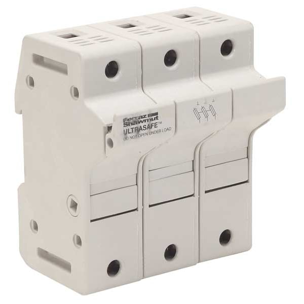Mersen Finger Safe Fuse Block, J UL Class, 3 Poles, 0 to 30A Amp Range, 600V AC/DC Volt Rating - US3J3