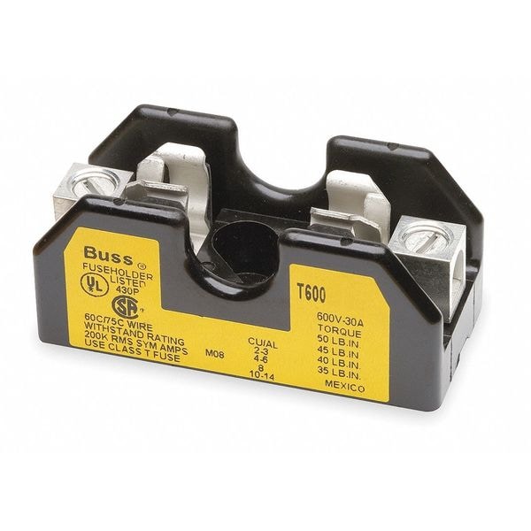 Eaton Bussmann Open Fuse Block, T UL Class, 1 Poles, 31 to 60A Amp Range, 600V AC/DC Volt Rating - T60060-1CR