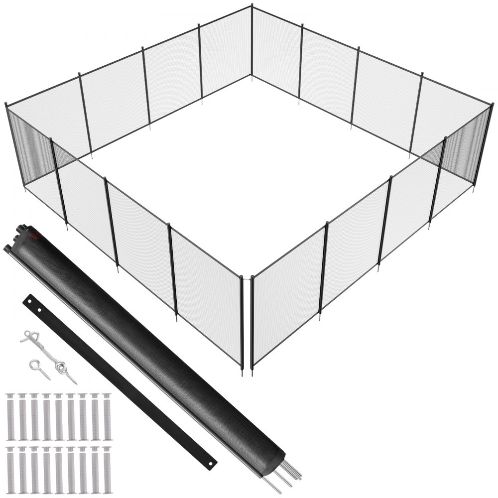 VEVOR Pool Fence, 4 x 48 FT Pool Fences for Inground Pools, Removable Child Safety Pool Fencing, Easy DIY Installation Swimming Pool Fence, 340gms Teslin PVC Pool Fence Mesh Protects Kids and Pets - DXYCWL448FTHK10BDV0