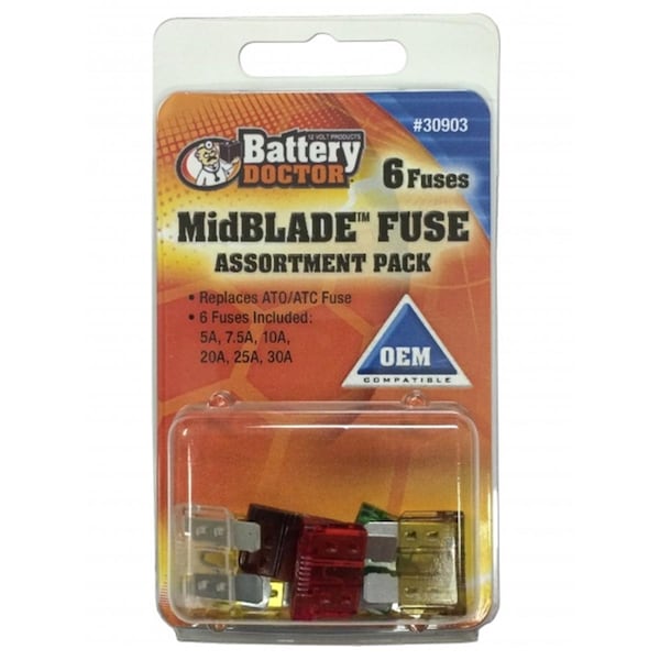 Wirthco Automotive Fuse Kit, ATM Series, 6 Fuses Included, 5 to 30A, Not Rated, 6 PK - W48-30913