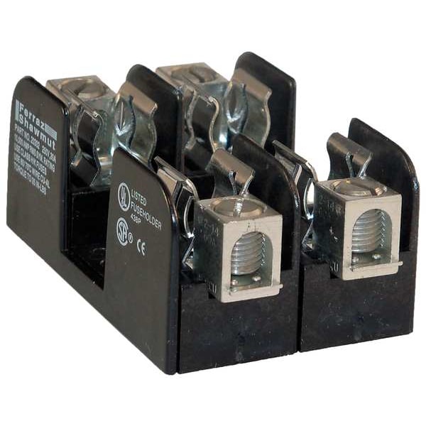 Mersen Open Fuse Block, H; K5 UL Class, 2 Poles, 0 to 30A Amp Range, 250V AC/DC Volt Rating - 20302