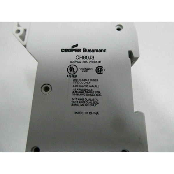 Eaton Bussmann Fuse Holder, 3 Poles, 600V AC/DC Volt Rating - CH60J3