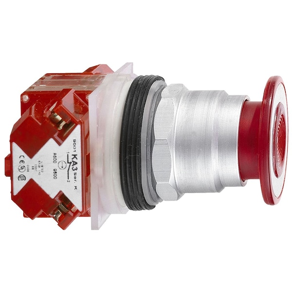 Botón de presión Schneider Electric, Harmony 9001K, metal, seta 41mm, rojo, 30mm, 2 posiciones, empujar-tirar, 1NC - 9001KR9RH6