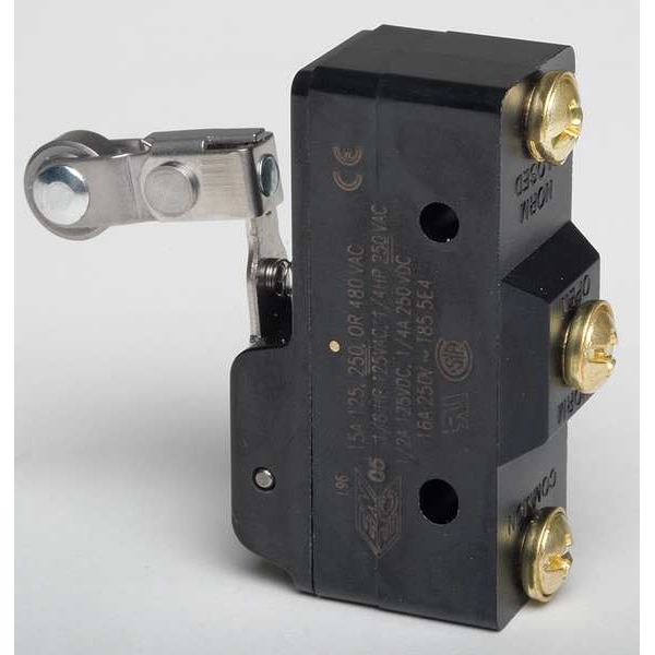Interruptor de acción rápida industrial Honeywell, palanca larga, actuador de rodillo, SPDT, clasificación de contacto de 15A @ 480V AC - BZ-2RW826-A2.