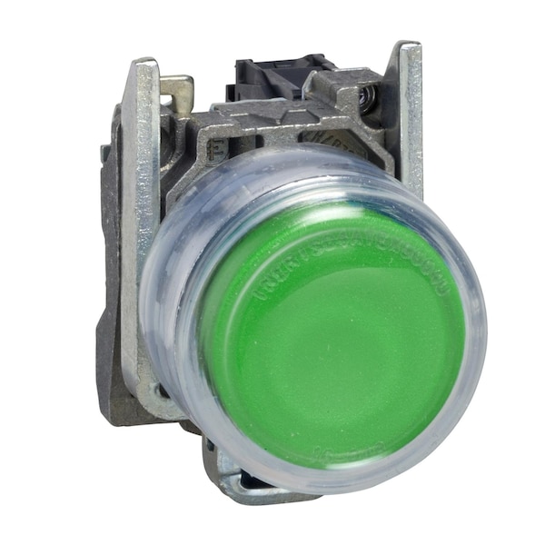 Schneider Electric Botón pulsador, Harmony XB4, metálico, saliente, verde, 22mm, retorno por resorte, protegido, sin marcar, 1NA - XB4BP31.