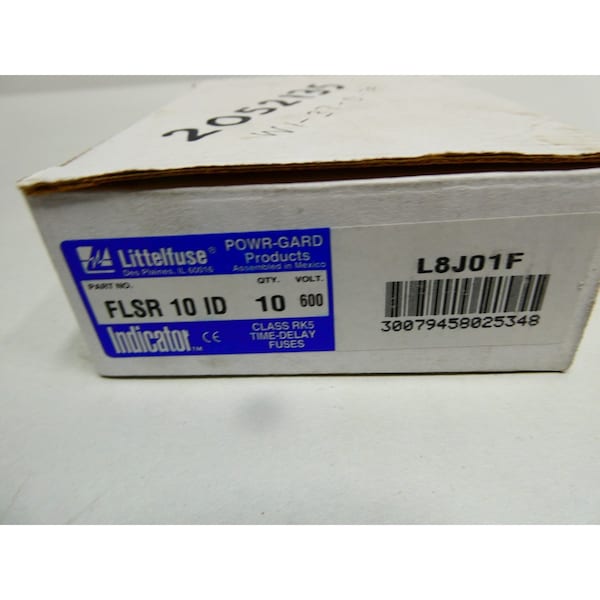 Littelfuse INDICATOR Box of 10 TIME DELAY RK5 10A AMP 600V-AC CARTRIDGE FUSE, 10PK - FLSR 10 ID