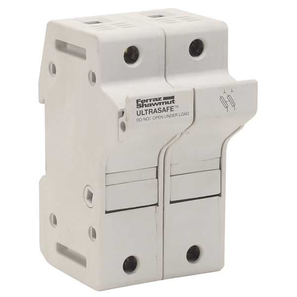 Mersen Finger Safe Fuse Block, J UL Class, 2 Poles, 0 to 30A Amp Range, 600V AC/DC Volt Rating - US3J2