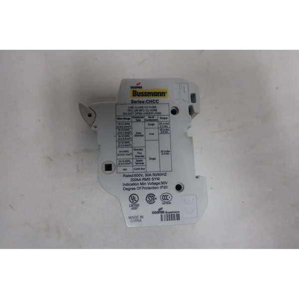 Eaton Bussmann Fuse Holder, 2 Poles, 0 to 30A Amp Range, 600V AC/DC Volt Rating - CHCC2DU