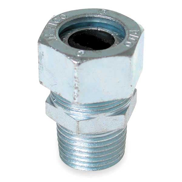 Raco Liquid Tight Connector, 1/2in., Silver, Length: 1-11/32" - 2462