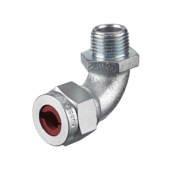 Hubbell Wiring Device-Kellems Liquid Tight Connector, 1/2in., 90 deg, Red - NHC1021ZP