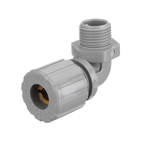 Hubbell Wiring Device-Kellems Liquid Tight Connector, 1/2in., 90 deg, Org - NHC1020CR