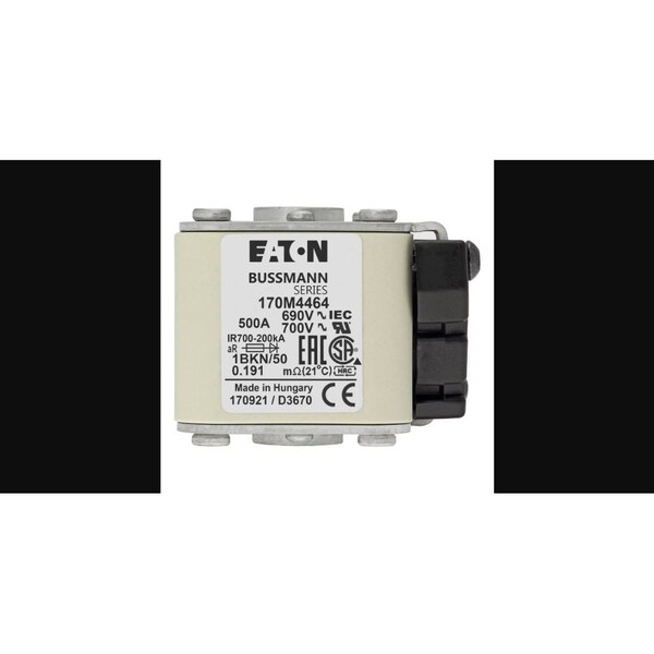 Eaton Bussmann Ceramic Fuse, Very Fast-Acting, 500A, 690V AC, 200kA - 170M4464