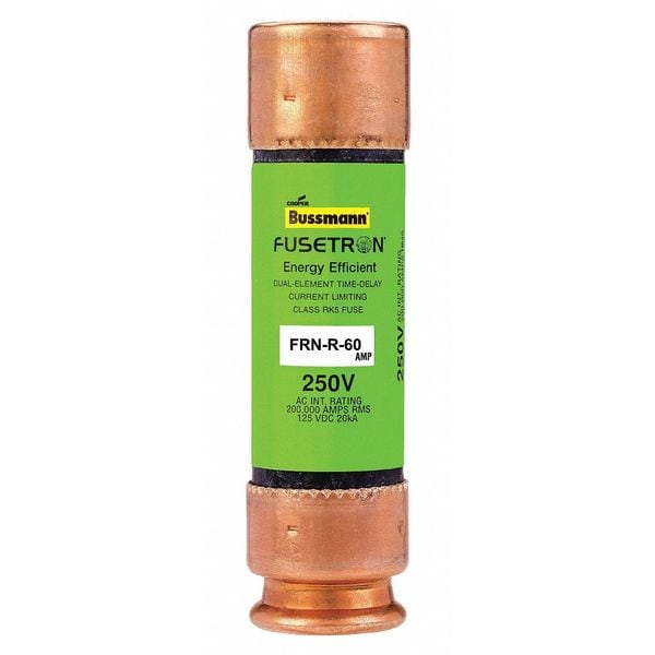 Eaton Bussmann UL Class Fuse, RK5 Class, FRN-R Series, Time-Delay, 60A, 250V AC, Non-Indicating - FRN-R-60