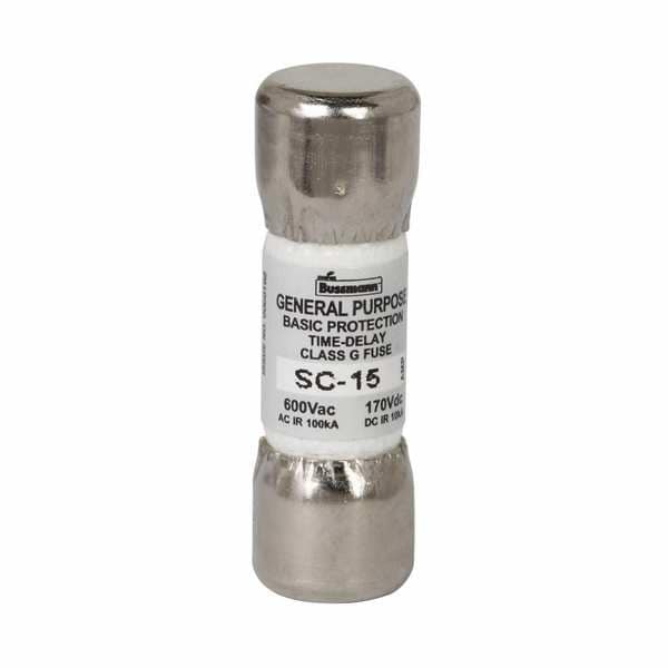 Eaton Bussmann UL Class Fuse, G Class, SC Series, Time-Delay, 15A, 600V AC, Non-Indicating - SC-15