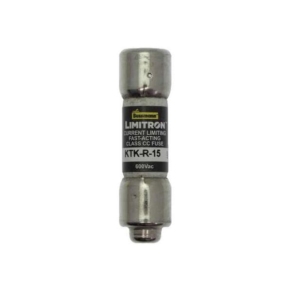 Eaton Bussmann UL Class Fuse, CC Class, KTK-R Series, Fast-Acting, 15A, 600V AC, Non-Indicating - KTK-R-15