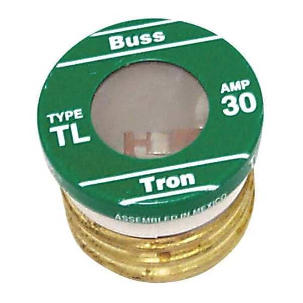 Eaton Bussmann Plug Fuse, TL Series, Time-Delay, 30A, 125V AC, Indicating, 10kA at 125V AC, 4 PK - TL-30