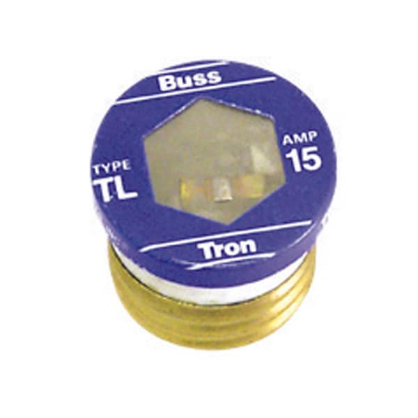 Eaton Bussmann Plug Fuse, TL Series, Time-Delay, 15A, 125V AC, Indicating, 10kA at 125V AC - TL-15PK4