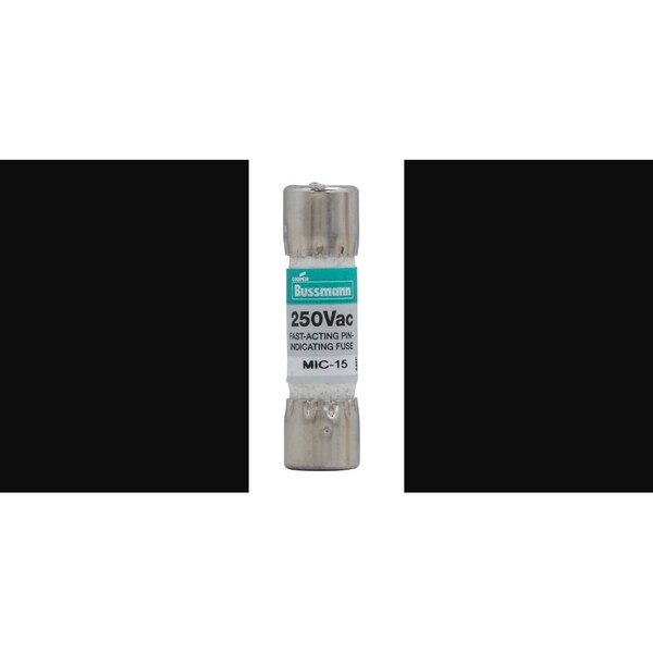 Eaton Bussmann UL Class Fuse, MIC Series, Fast-Acting, 15A, 250V AC, Indicating - MIC-15