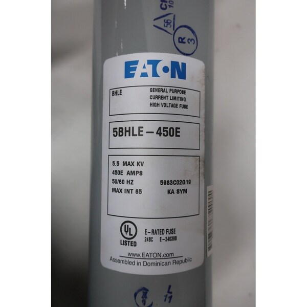 Eaton UL Class Fuse, E-Rated Class, BHLE Series, 450A, 4.8kV AC - 5BHLE-450E