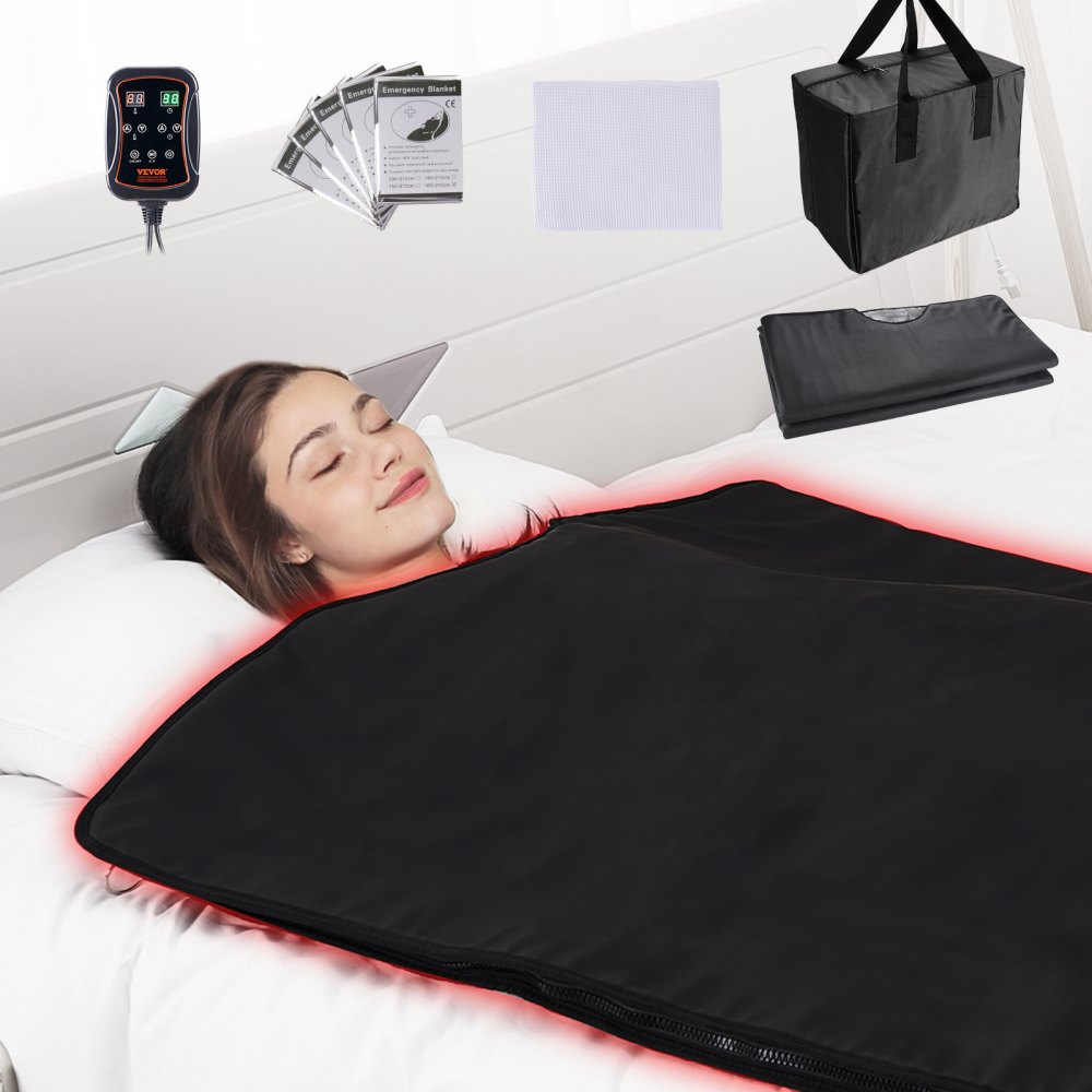 VEVOR Sauna Blanket for Detoxification, Portable Far Infrared Sauna for Home, PU Sauna Bag w/  Therapy Stones & Carbon Fiber Heating, 1-6 Level Adjustable Temp 95-185℉, 1-60 Minutes Timer, 75 x 35in - HWSNTNJB3575UT4UDV1