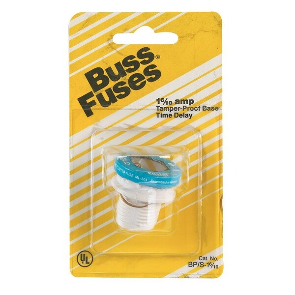 Eaton Bussmann Plug Fuse, S Series, Time-Delay, 1.60A, 125V AC, Indicating, 10kA at 125V AC - BP/S1-6/10