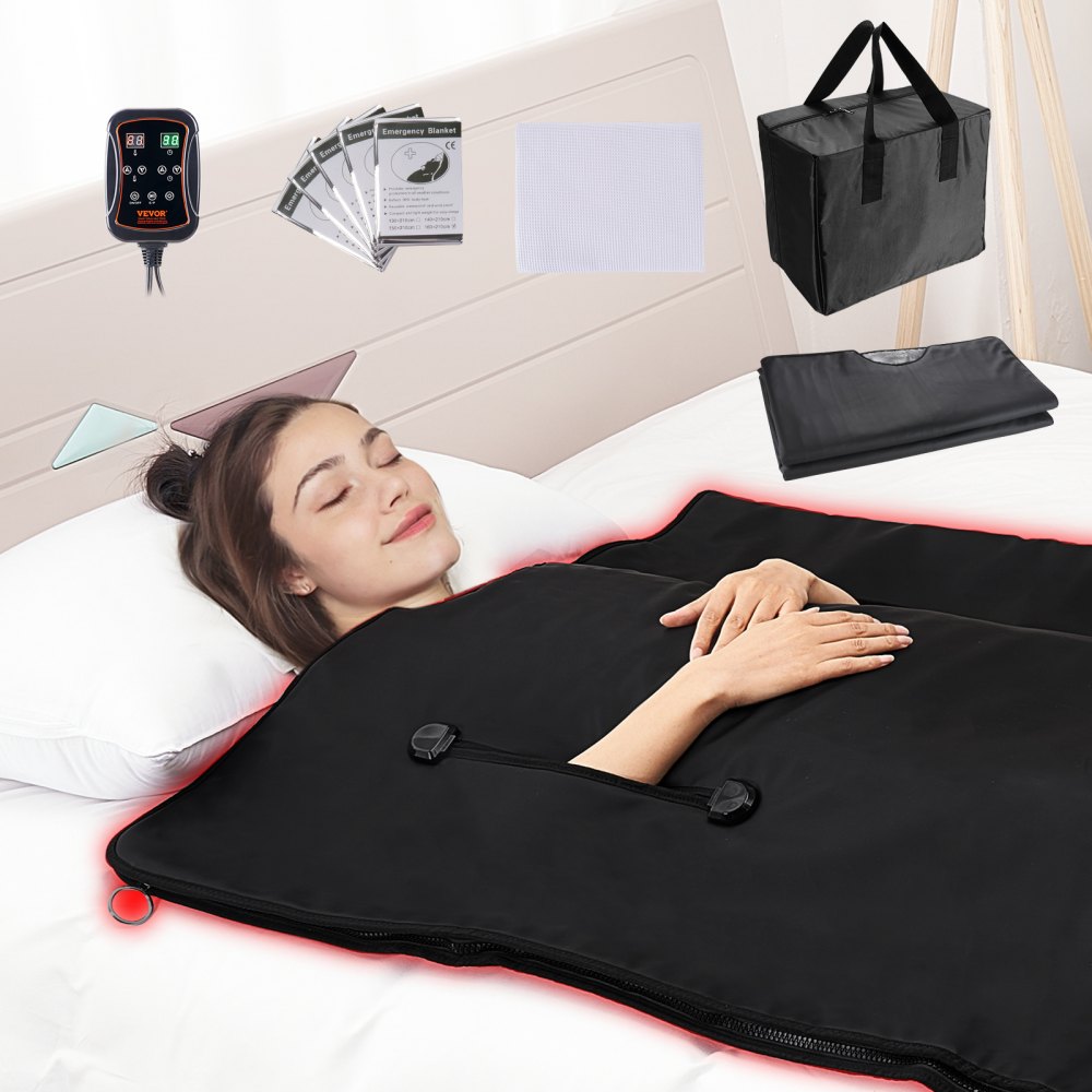 VEVOR Sauna Blanket for Detoxification, Portable Far Infrared Sauna for Home with Arm Holes for Comfort, 1-6 Level Adjustable Temprature Rannge 95-185℉, 1-60 Minutes Timer, Carbon Fiber Heating - HWSNTPU7171IHLGKWV1