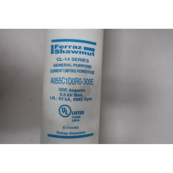Ferraz Shawmut Cartridge Fuse, A055 Series, 300A, 5500V AC, Cylindrical - A055C1D0R0-300E