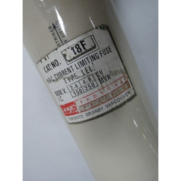 Federal Pacific Medium-Voltage Fuse, Fast-Acting, 150/250V AC, Cylindrical - 18F