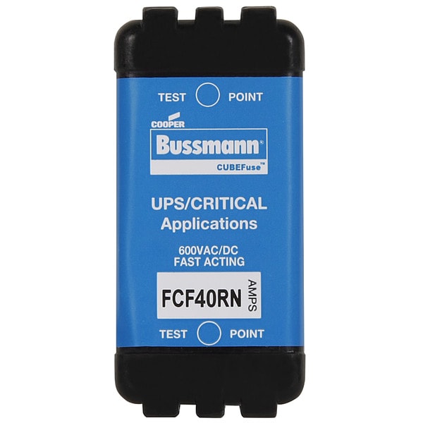 Eaton Bussmann Glass Fuse, FCF Series, Fast-Acting, 40A, 600V AC, 300kA at 600V AC, 50kA at 600V DC - FCF40RN
