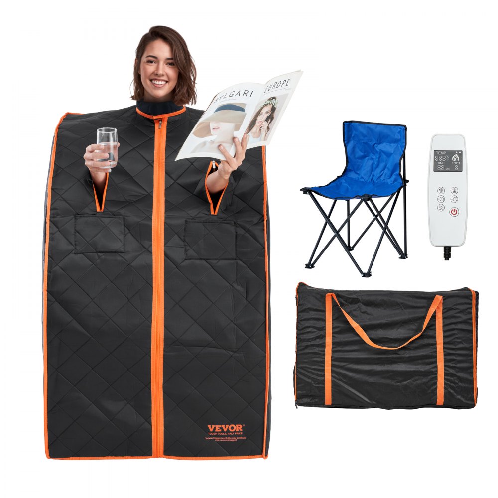 VEVOR Sauna Blanket for Detoxification, 1050W Portable Far Infrared Sauna Tent for Home, 104 - 167℉, 1-60 Minutes Timer , Personal Sauna Box for Home Spa Indoor Black 27.56 x 31.5 x 38.58 inch - YHWBXSSN1050I3EW6V1