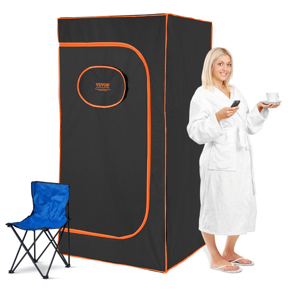 VEVOR Sauna Tent Portable Full Size, 1400W Personal Sauna Kit for Home Spa, Detoxify & Soothing Infrared Heated Body Therapy, Time & Temperature Remote Control With Chair & Floor Mat - YHWBXSSN14000F6W8V1