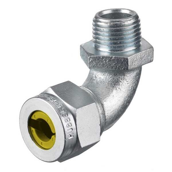 Hubbell Wiring Device-Kellems Liquid Tight Connector, 1in, 90 deg, Yellow - NHC1041ZP