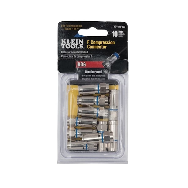 Klein Tools Weatherproof F-Compression Connectors RG6 50-Pack - VDV812-624