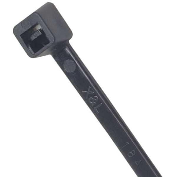 Power First Cable Tie, 12 in L, 0.30 in W, 3 in Max Bundle Dia, Black, Nylon 6/6, 100 PK - 36J164