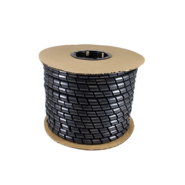 Kable Kontrol Kable Kontrol® Vortex® Spiral Wrap Tubing - 1/2" Inside Diameter - 100 Ft Roll - Black Polyethylene - SPW-500SP-BLACK