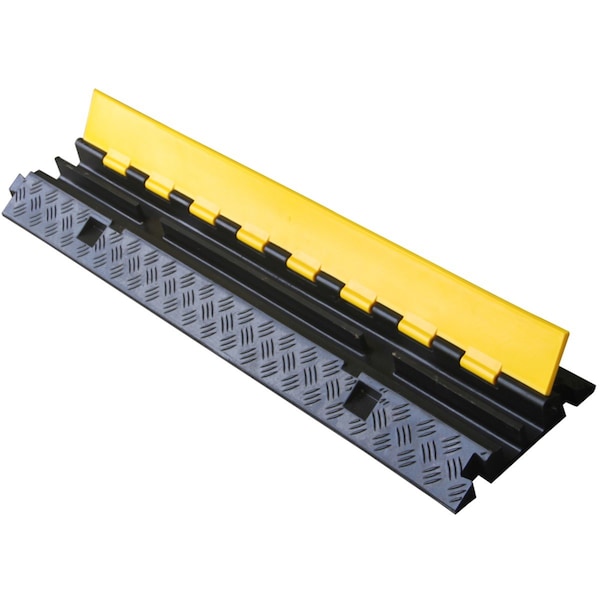 Kable Kontrol ATLAS Heavy Duty Cable Protector - 2 Channel - Rubber - 1.25" H x 1.25" W Channels - Black Base / Yellow Lid - CP9987