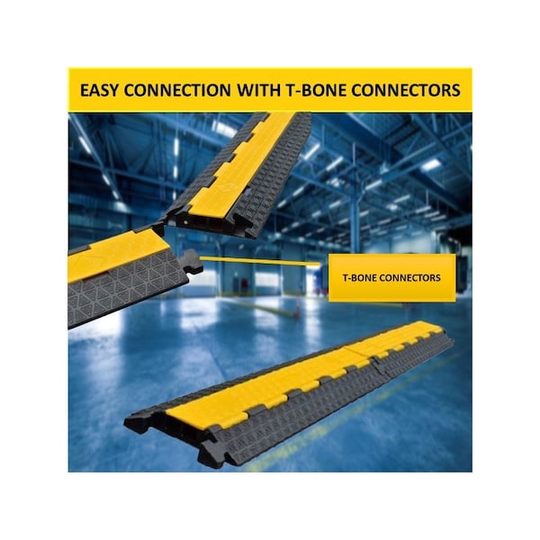 Kable Kontrol ATLAS Cord Protector - 3 Channels - Medium Duty Rubber - 1.56" x 2.36" Channels - Black Base With Yellow Lid - CP9973